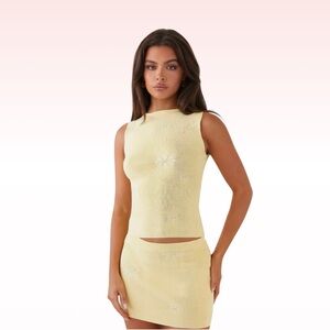 PEPPERMAYO Butter Yellow Holly Knit Mini Skirt (Sz XS/S)